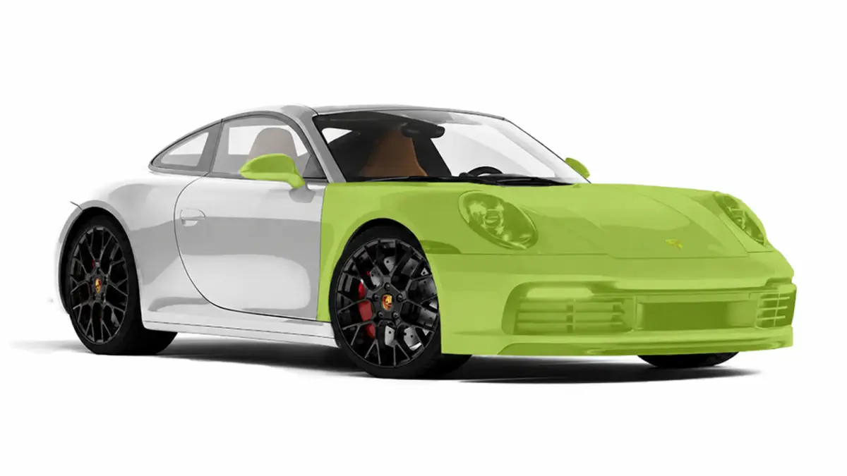 Front End PPF coverage illustration highlighting the front of a vehicle