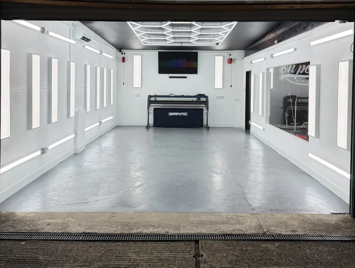 The entrance to OnPoint's illuminated Southampton detailing studio